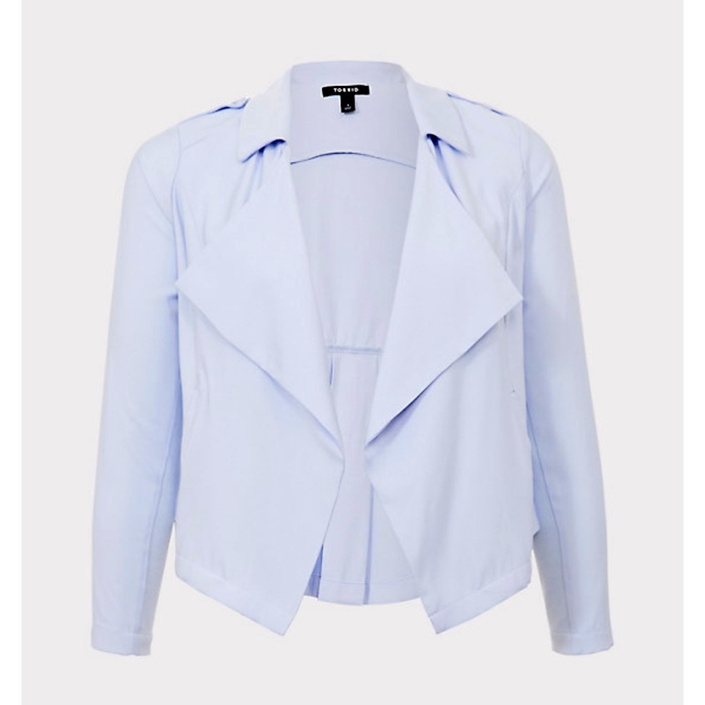Baby blue drape collar blazer Torrid size 00. Brand new never worn!